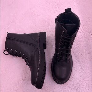 Women's Black Lace-Up Boots